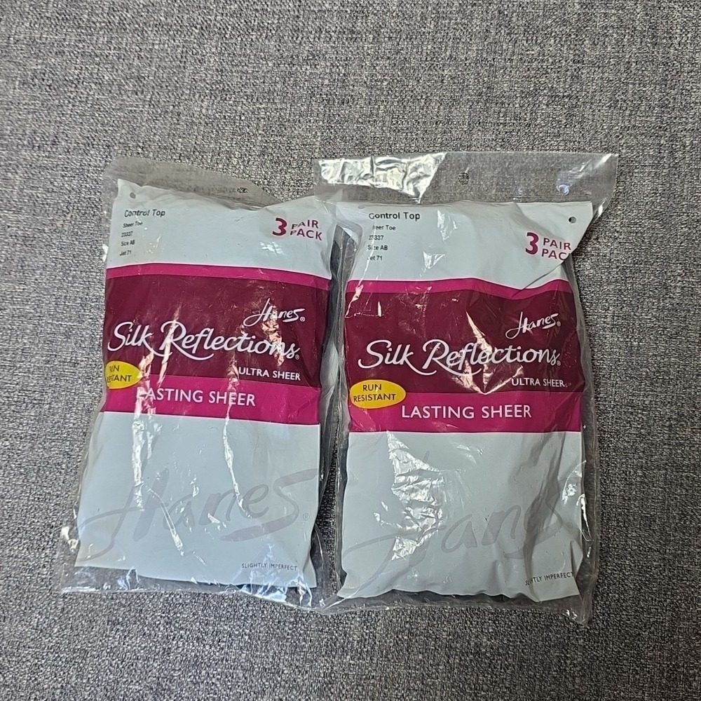 Hanes Silk Reflections Lasting Sheer Control Top Pantyhose Hosiery Jet Size AB